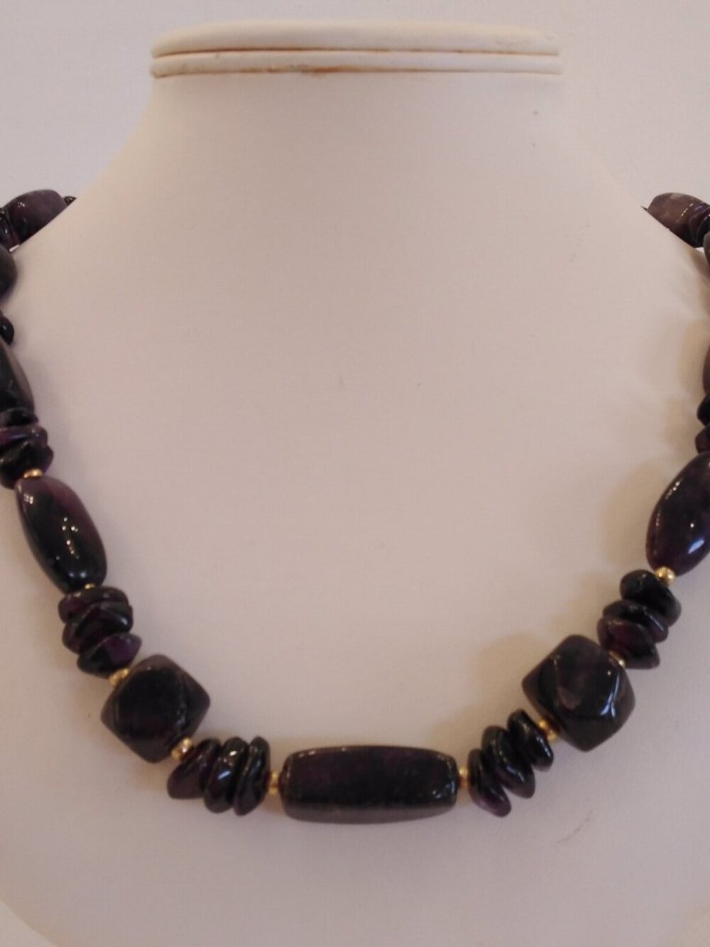 Vintage Dark Purple Amethyst Bead Necklace
